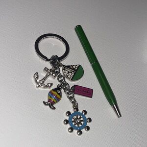 Coach Multicolor Nautical Keychain and Green Coach Pen